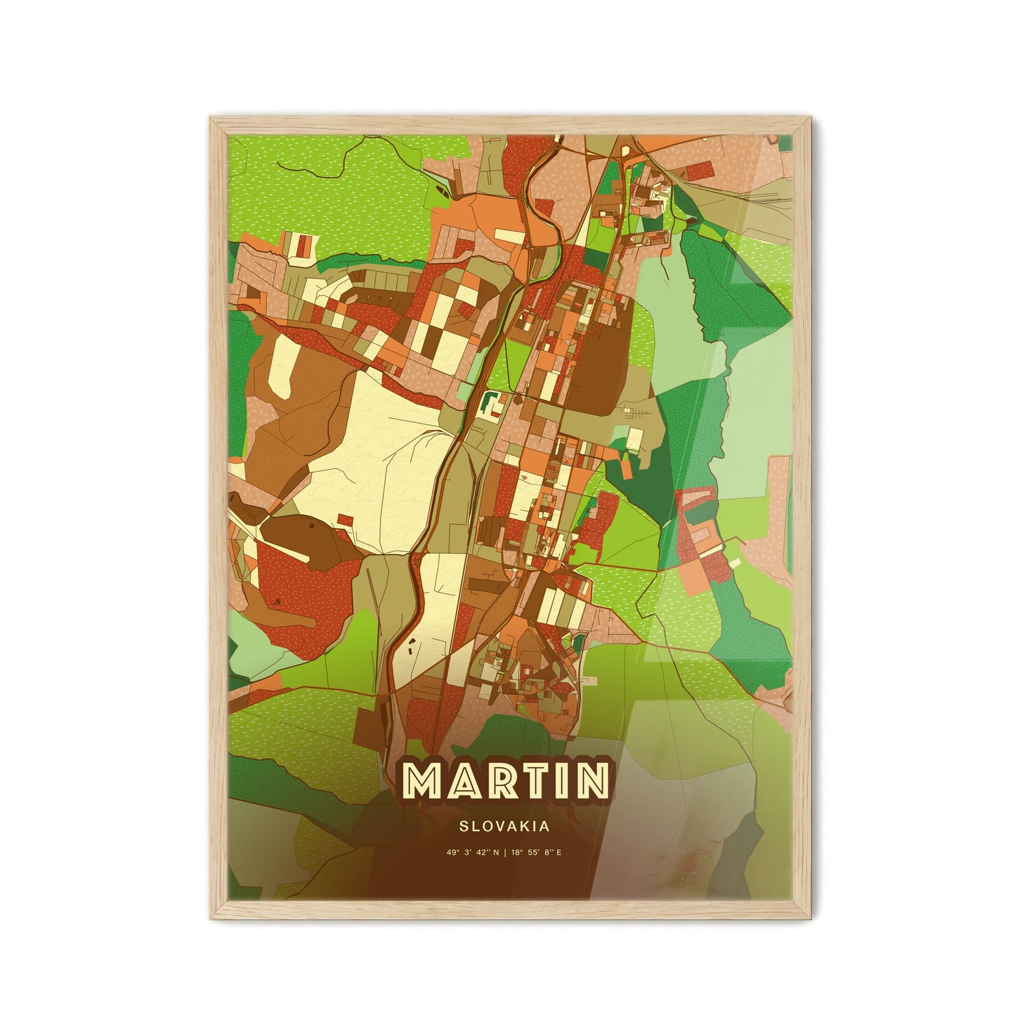 Colorful MARTIN SLOVAKIA Fine Art Map Farmhouse