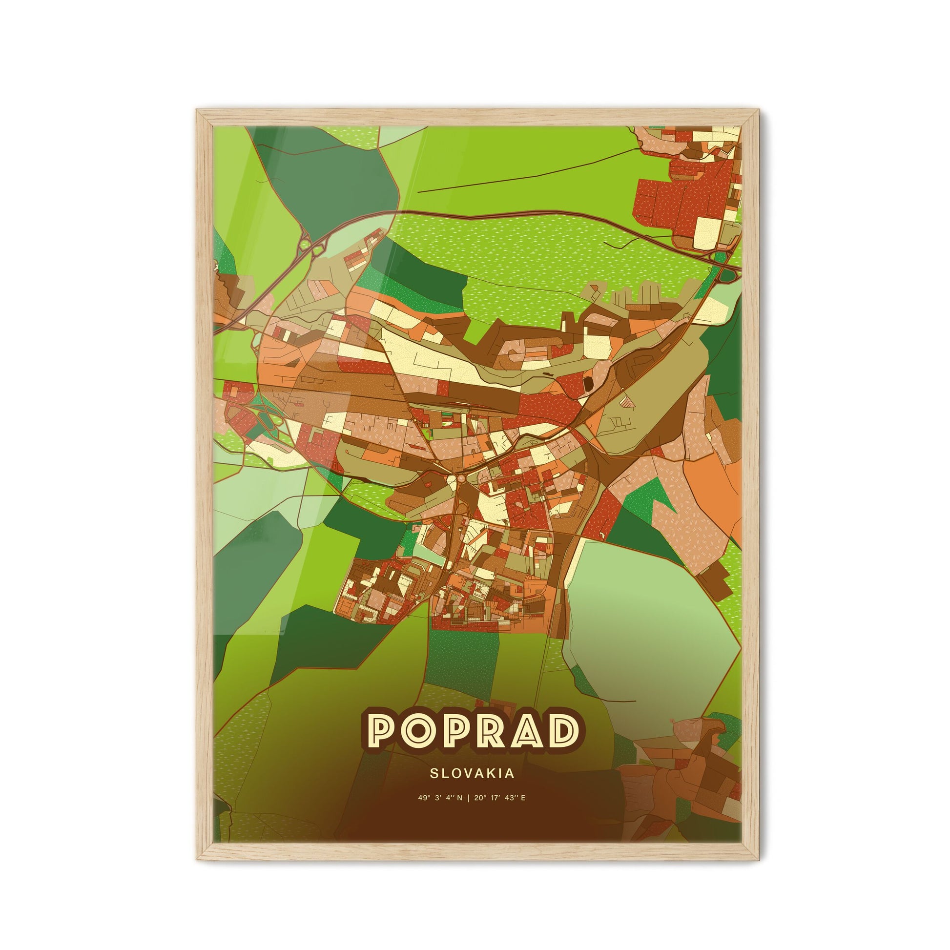 Colorful POPRAD SLOVAKIA Fine Art Map Farmhouse