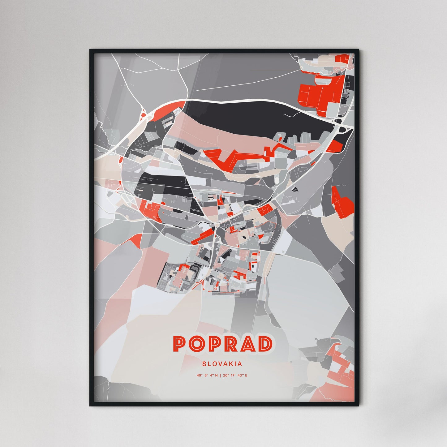 Colorful POPRAD SLOVAKIA Fine Art Map Modern