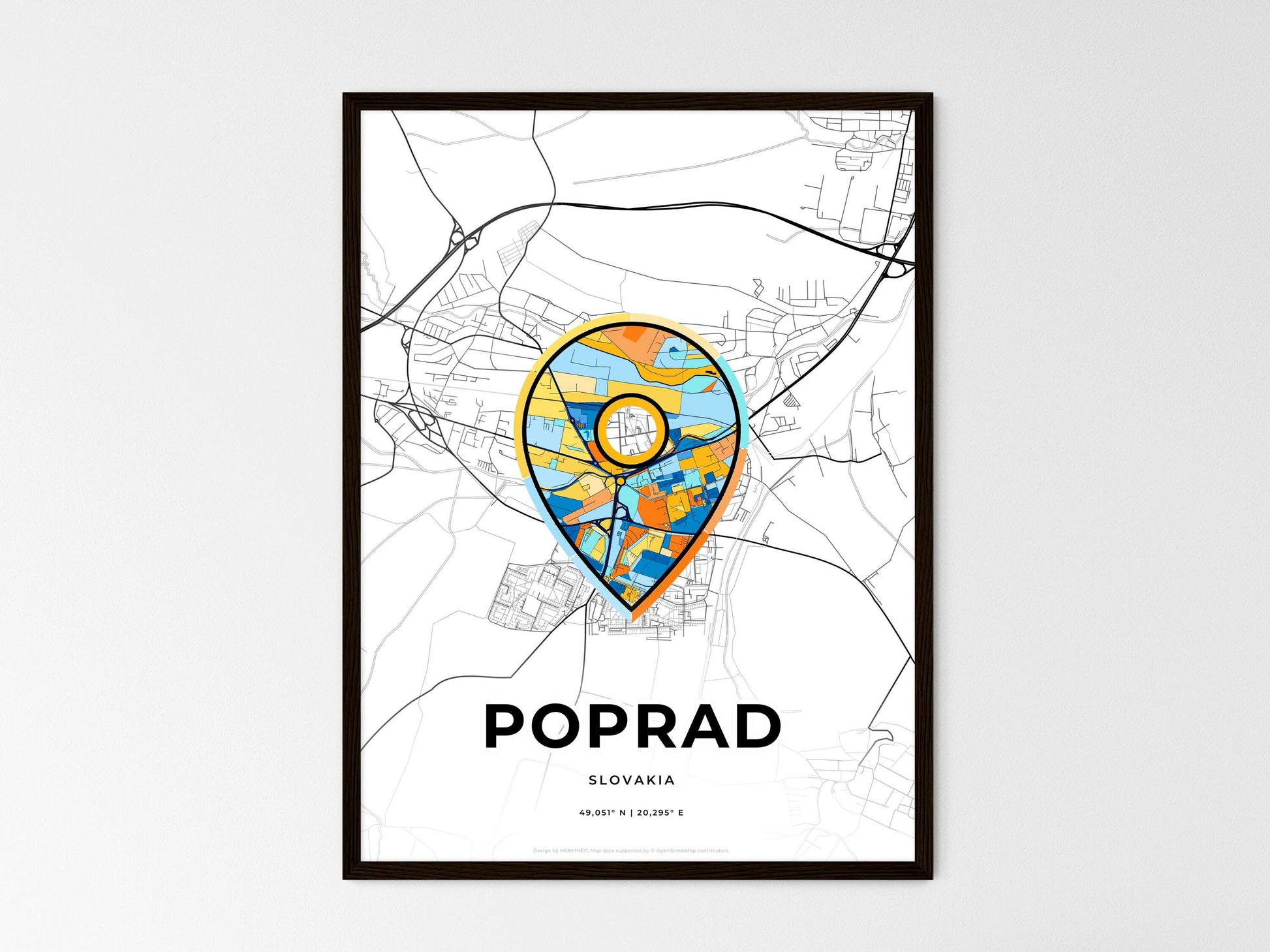 Poprad Slovakia wedding art map with pointer icon