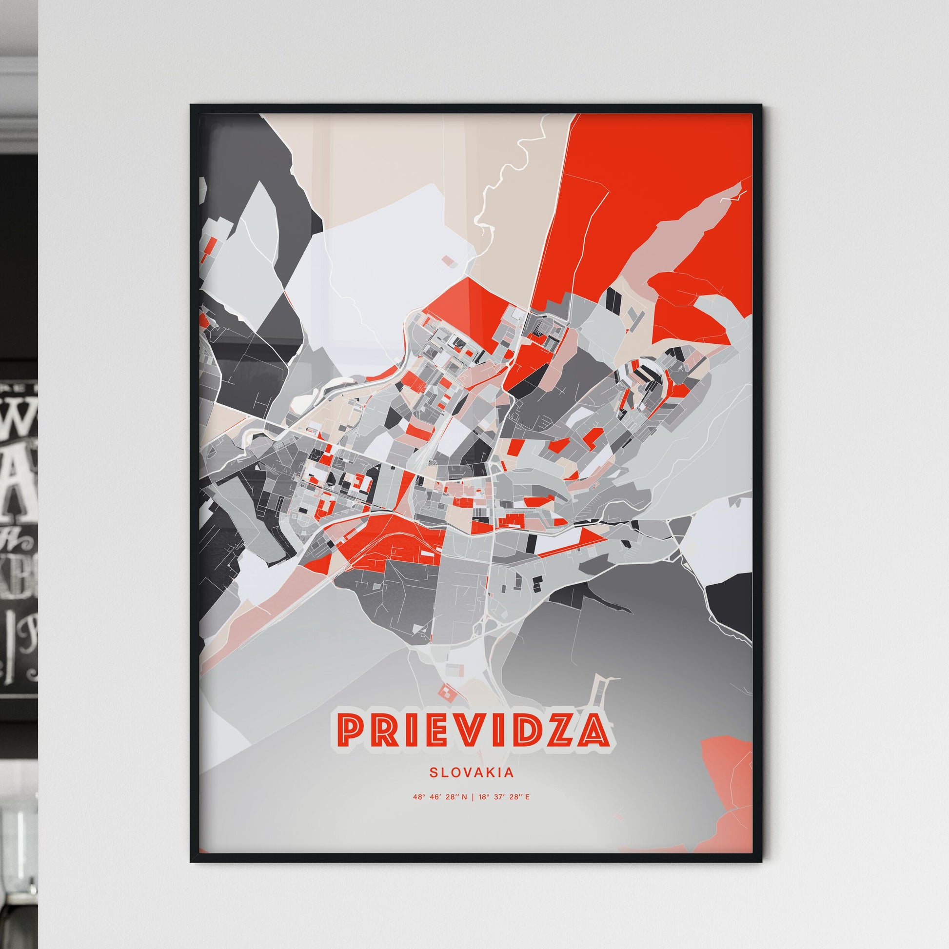 Colorful PRIEVIDZA SLOVAKIA Fine Art Map Modern