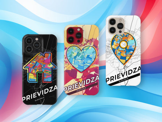 Prievidza Slovakia slim phone case with colorful icon. Birthday, wedding or housewarming gift. Couple match cases.
