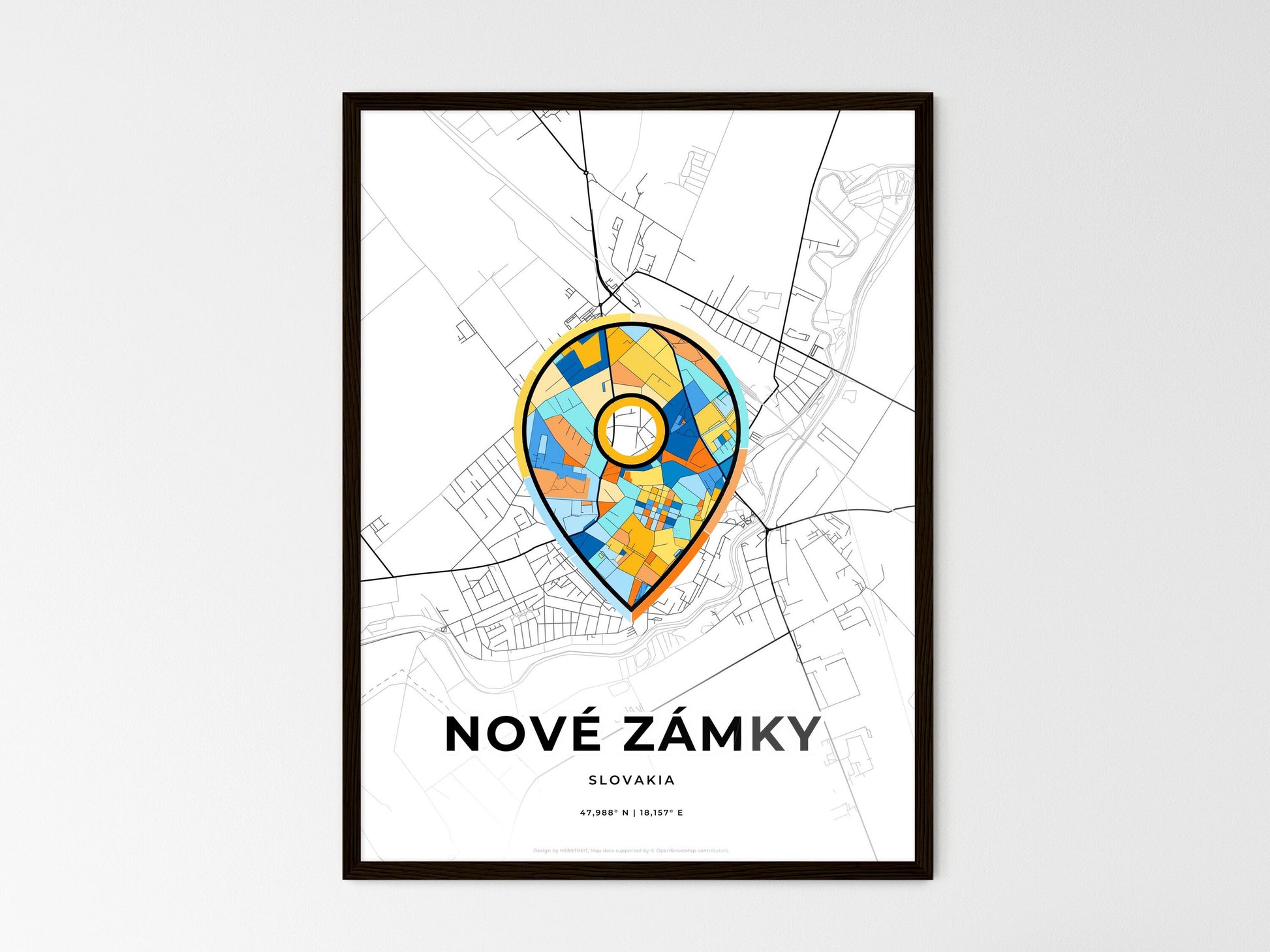 Nové Zámky Slovakia wedding art map with pointer icon