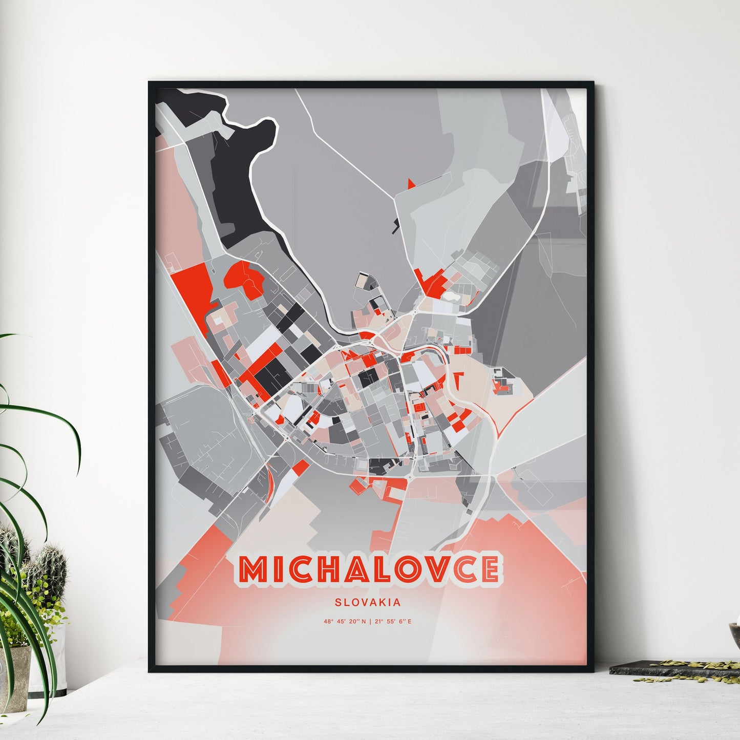 Colorful MICHALOVCE SLOVAKIA Fine Art Map Modern