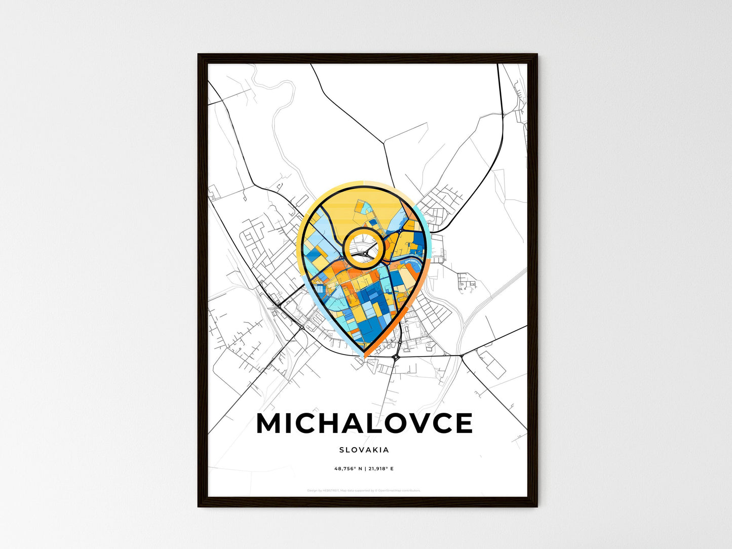 Michalovce Slovakia wedding art map with pointer icon
