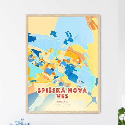 Colorful SPIŠSKÁ NOVÁ VES SLOVAKIA Fine Art Map Blue Orange