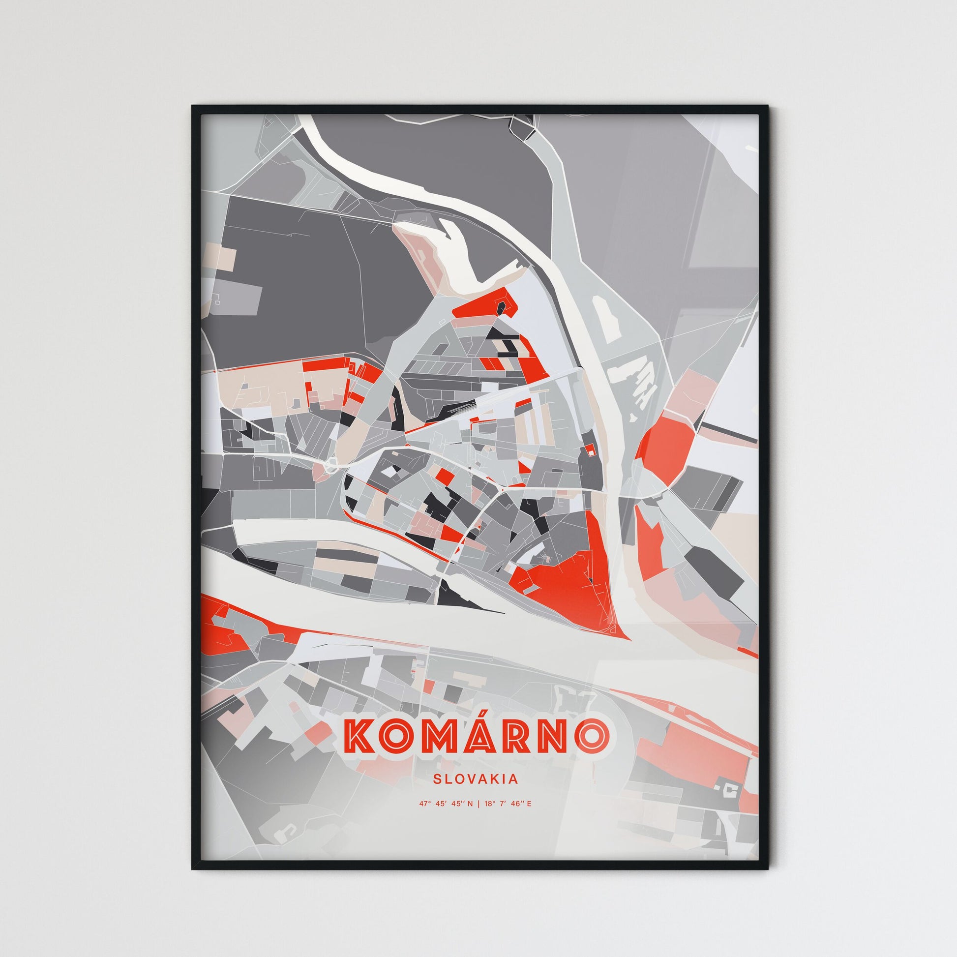 Colorful KOMÁRNO SLOVAKIA Fine Art Map Modern