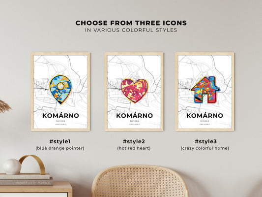 Komárno Slovakia maps with colorful icons