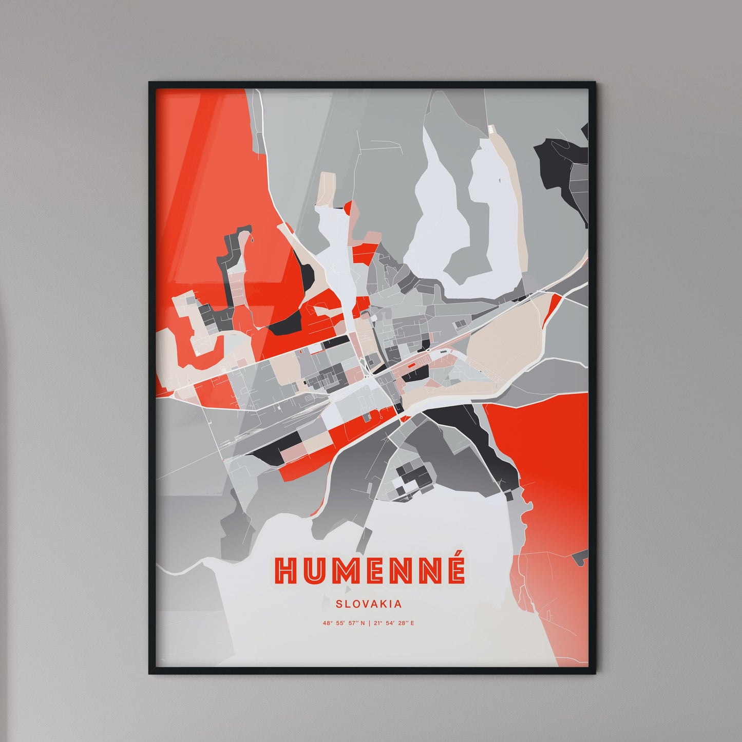 Colorful HUMENNÉ SLOVAKIA Fine Art Map Modern