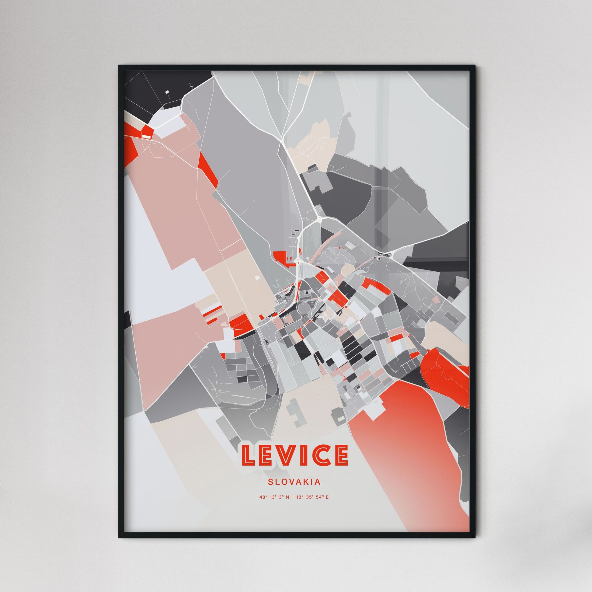 Colorful LEVICE SLOVAKIA Fine Art Map Modern