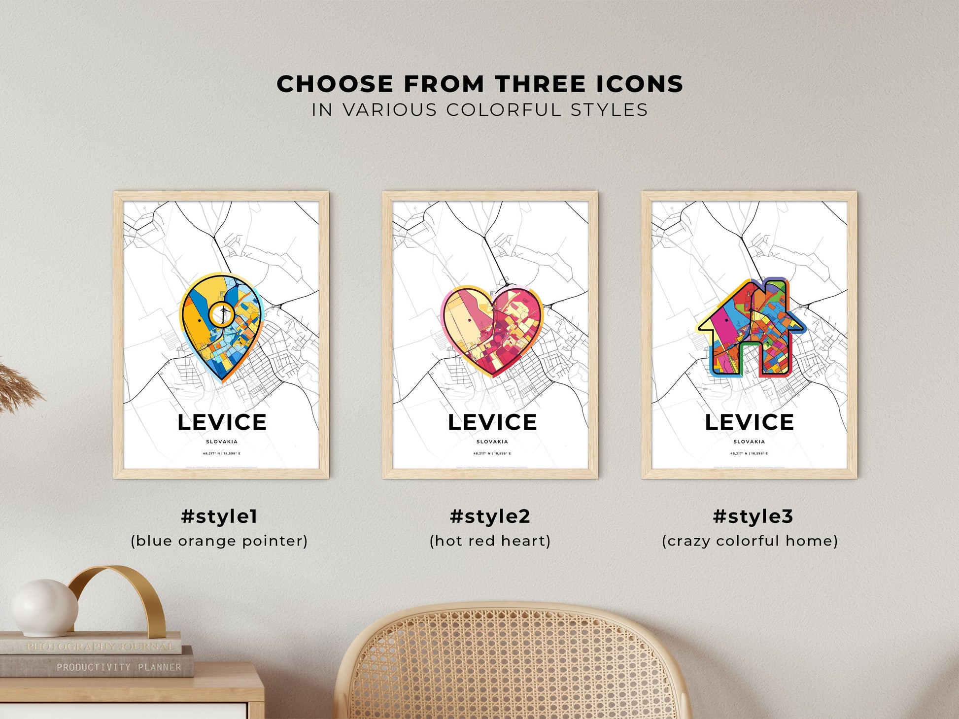Levice Slovakia maps with colorful icons