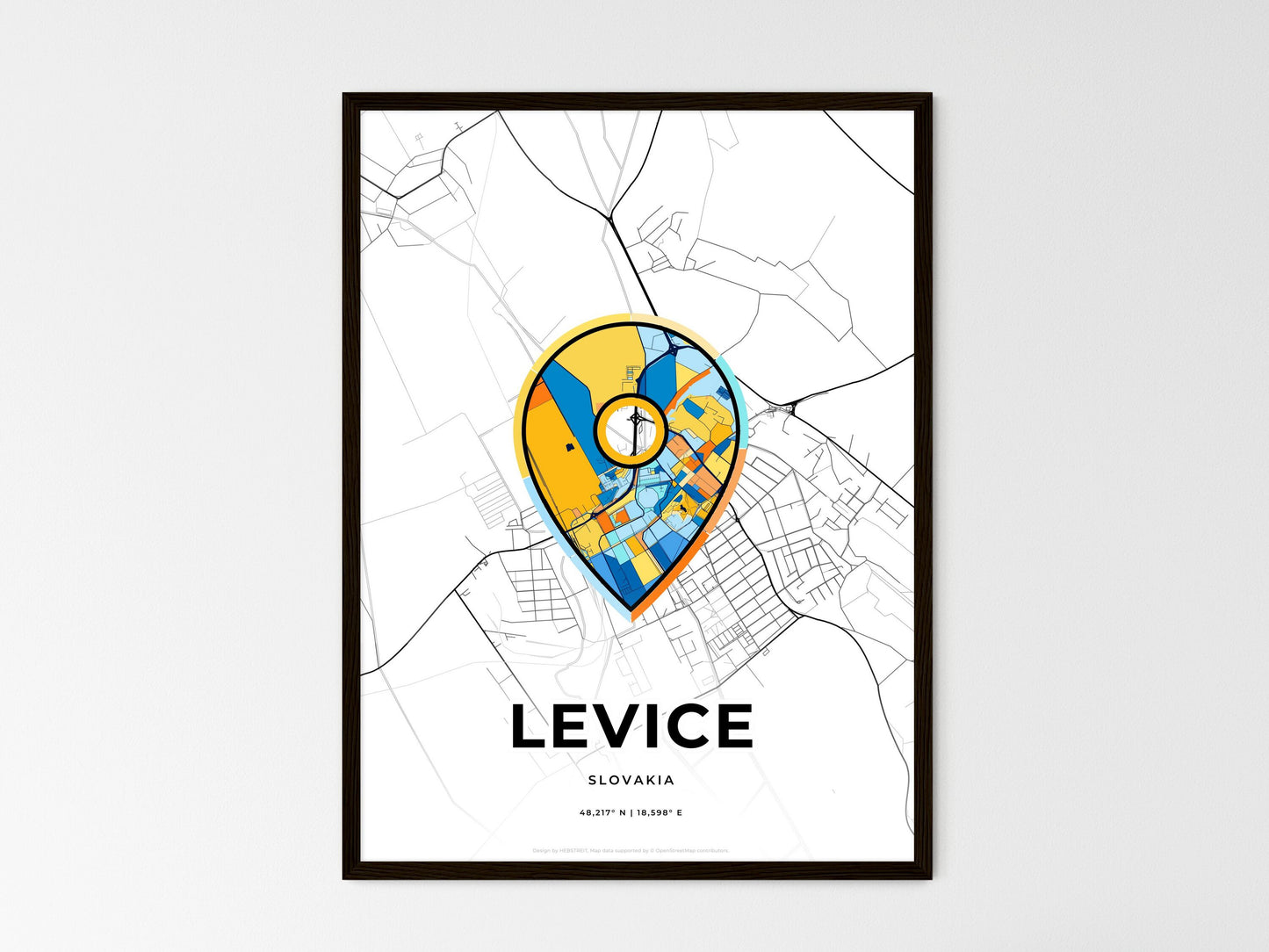 Levice Slovakia wedding art map with pointer icon