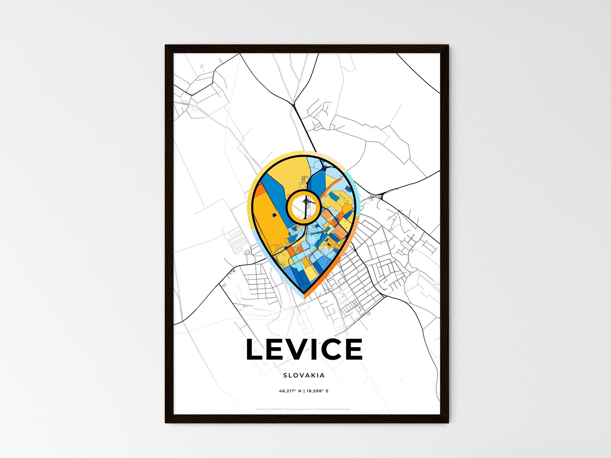 Levice Slovakia wedding art map with pointer icon