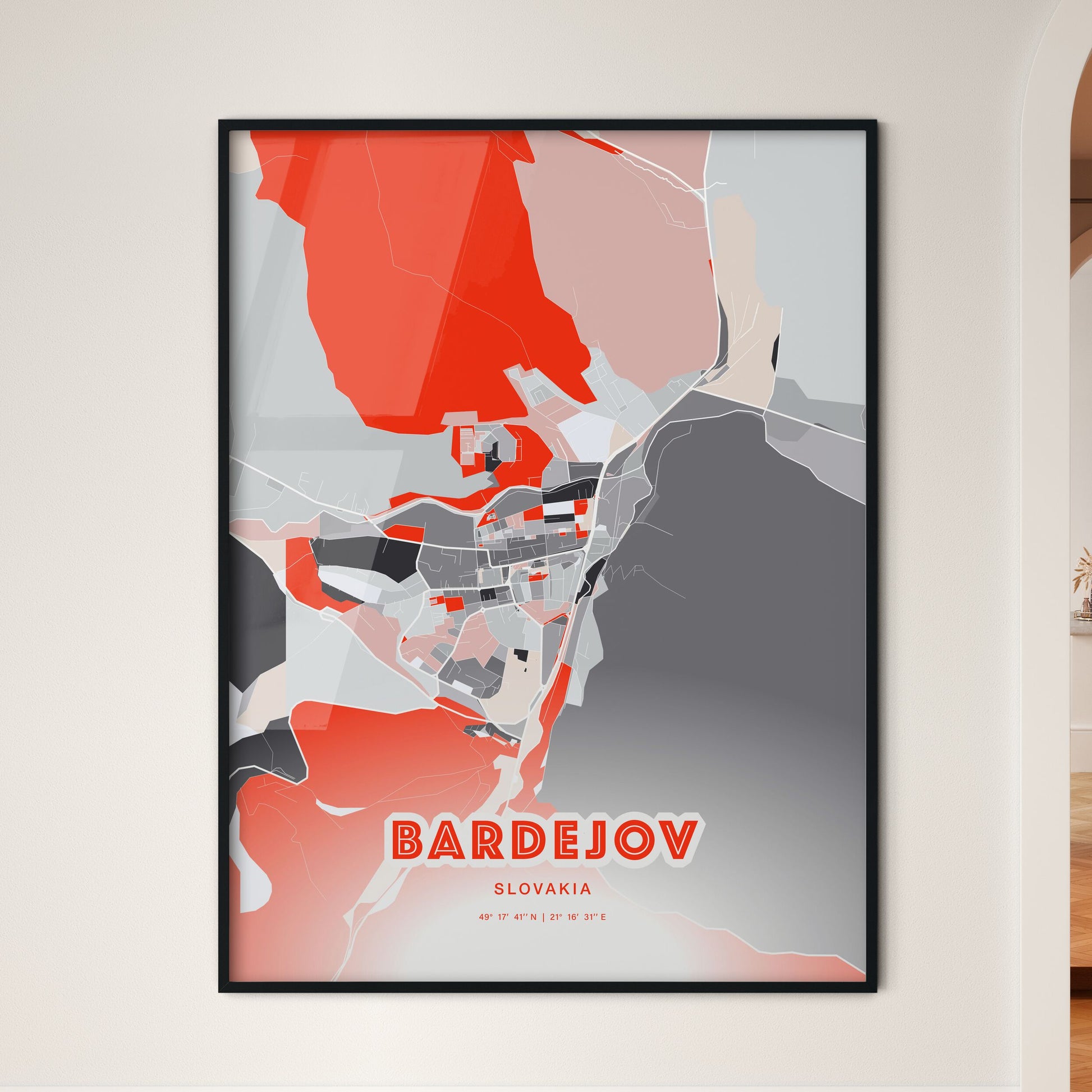 Colorful BARDEJOV SLOVAKIA Fine Art Map Modern