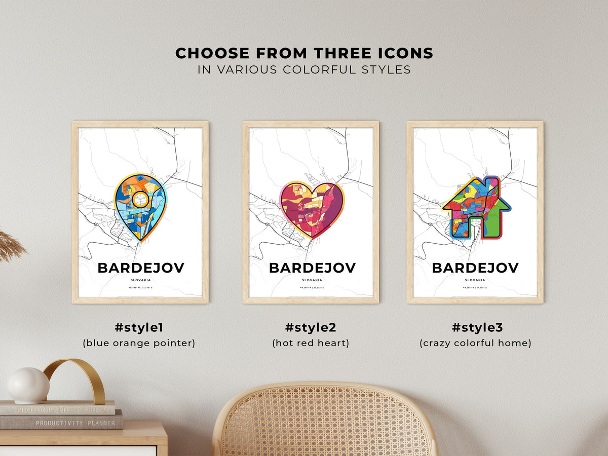 Bardejov Slovakia maps with colorful icons