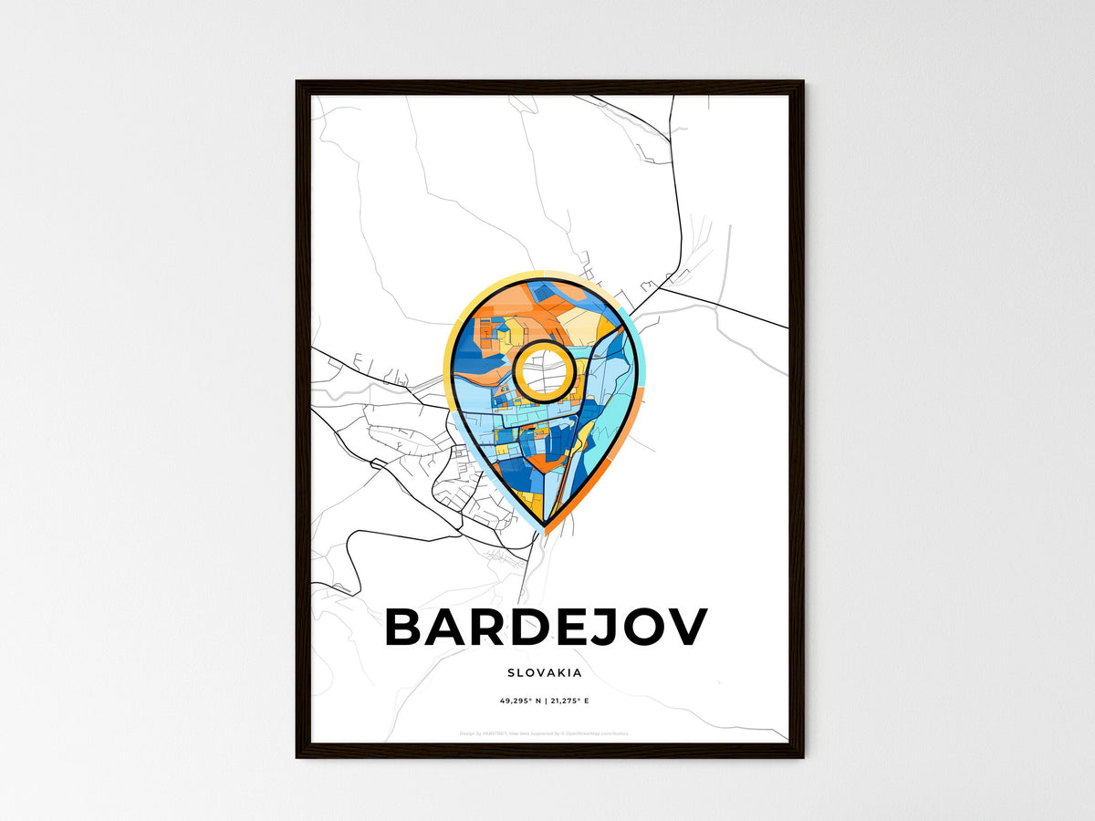 Bardejov Slovakia wedding art map with pointer icon
