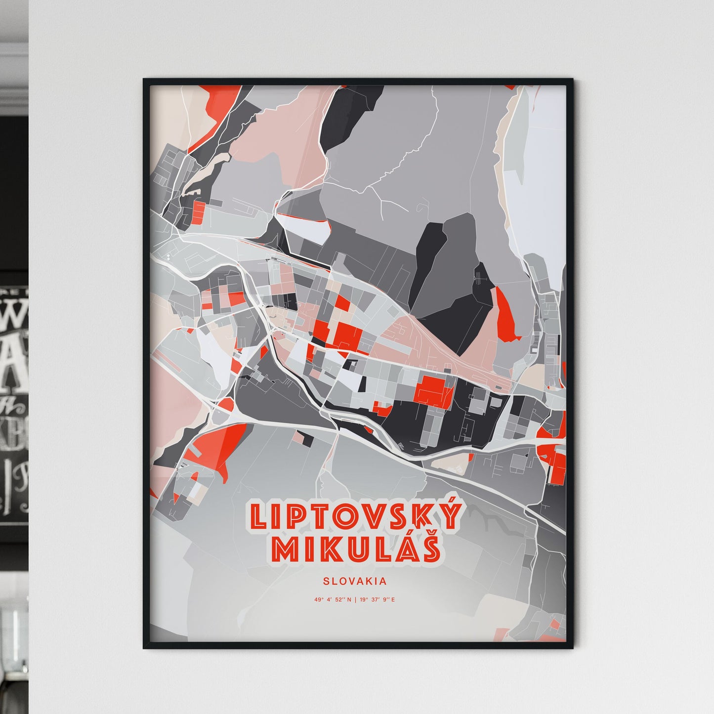 Colorful LIPTOVSKÝ MIKULÁŠ SLOVAKIA Fine Art Map Modern