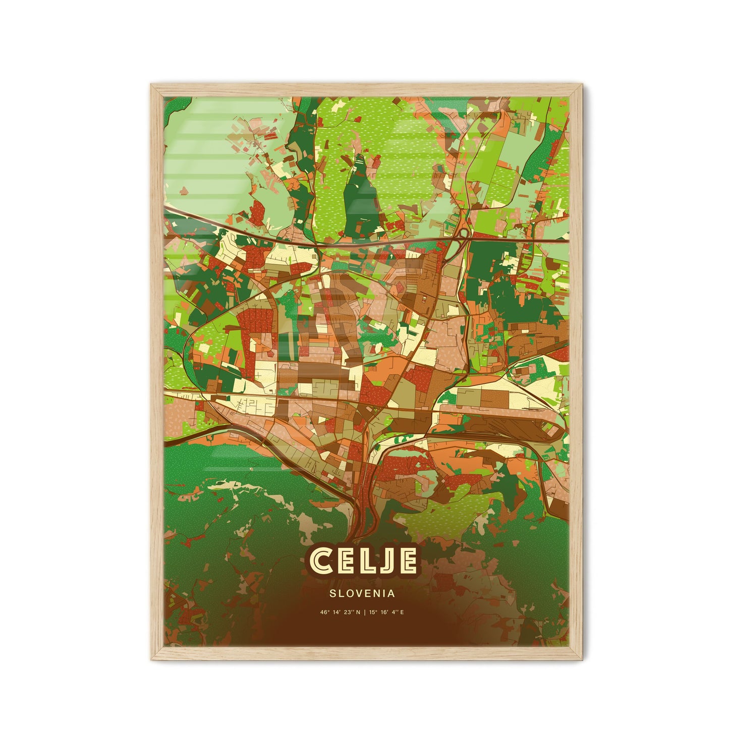 Colorful CELJE SLOVENIA Fine Art Map Farmhouse