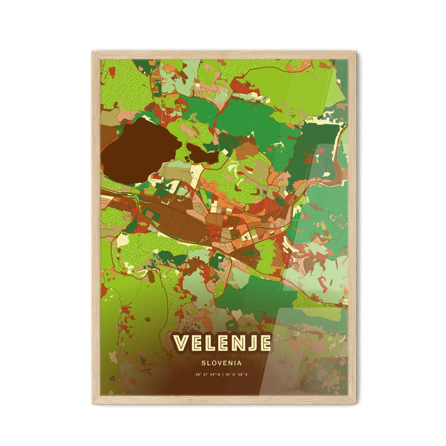 Colorful VELENJE SLOVENIA Fine Art Map Farmhouse