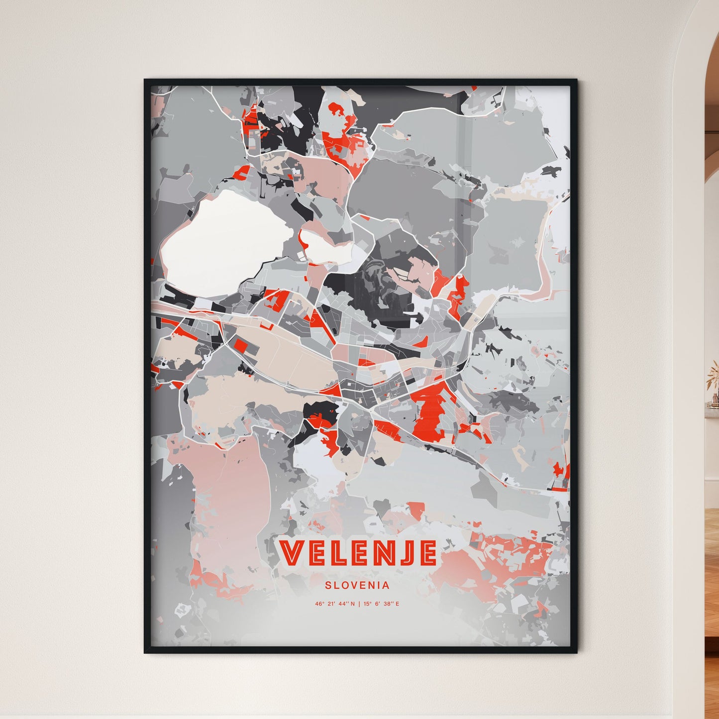 Colorful VELENJE SLOVENIA Fine Art Map Modern