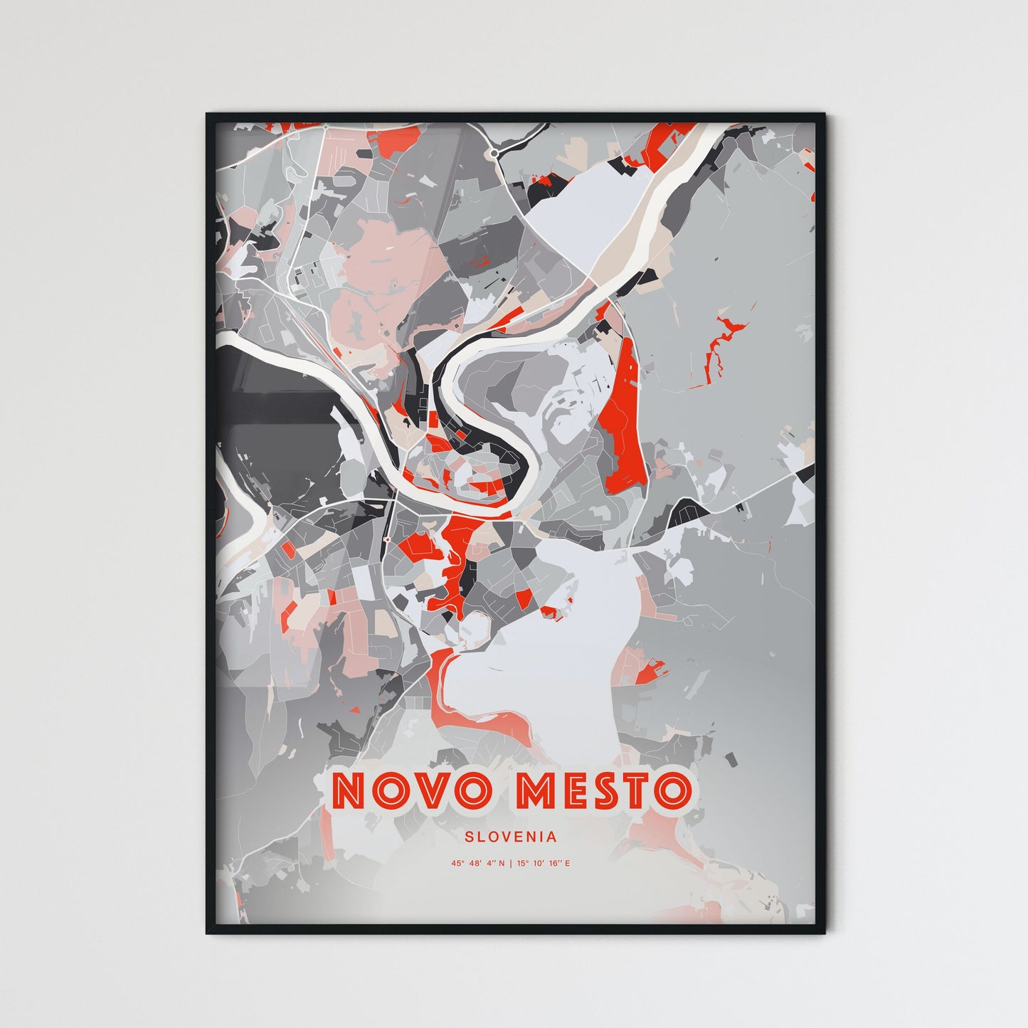 Colorful NOVO MESTO SLOVENIA Fine Art Map Modern