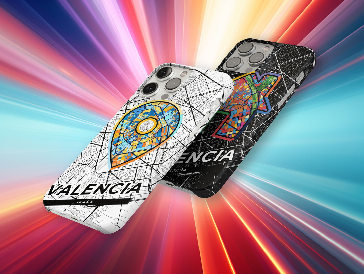 Valencia Spain slim phone case with colorful icon