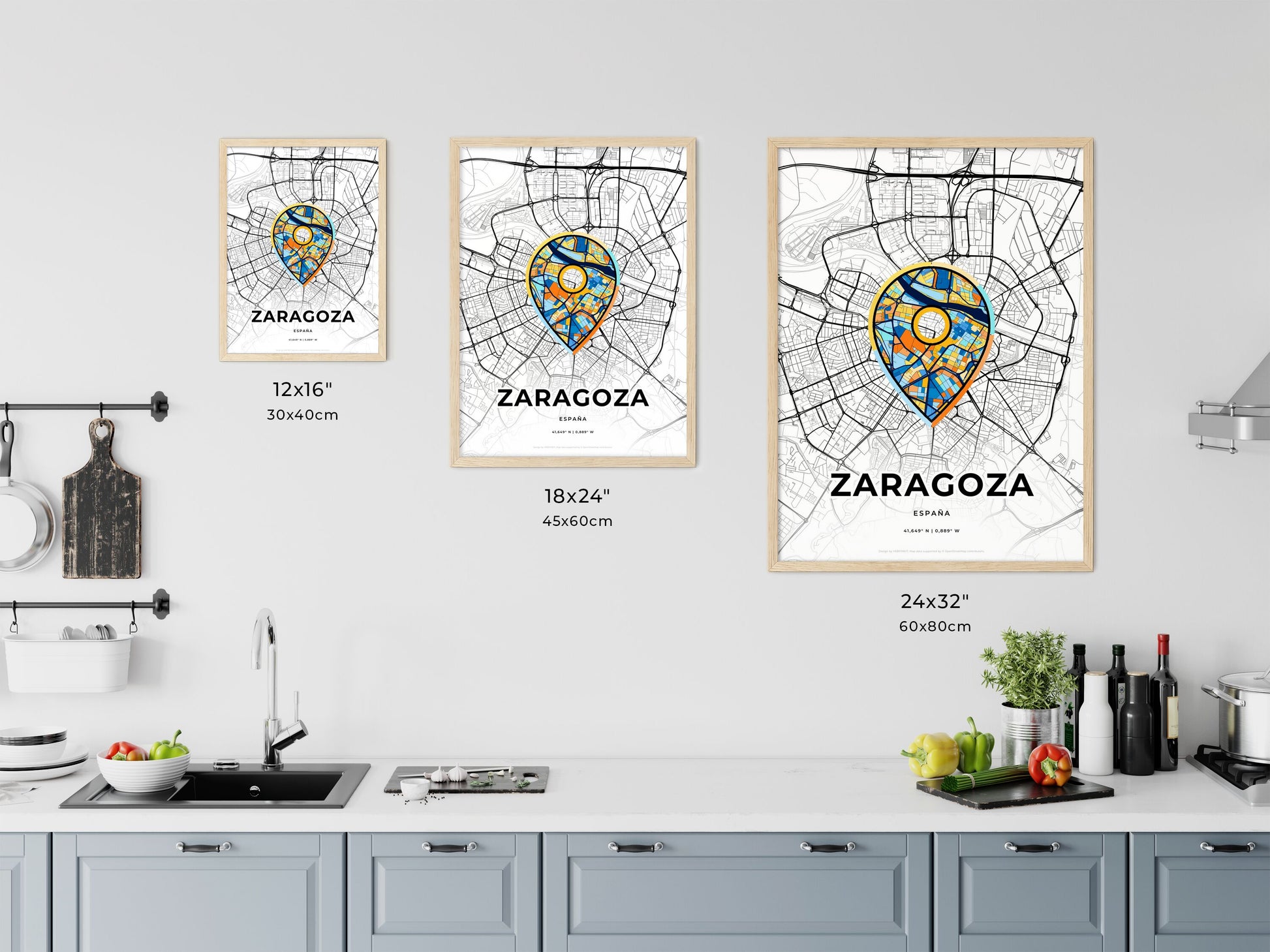 Zaragoza Spain art map size chart