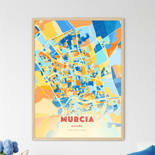 Colorful Murcia Spain Fine Art Map Blue Orange