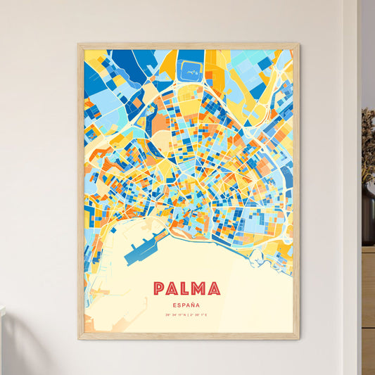 Colorful PALMA SPAIN Fine Art Map Blue Orange