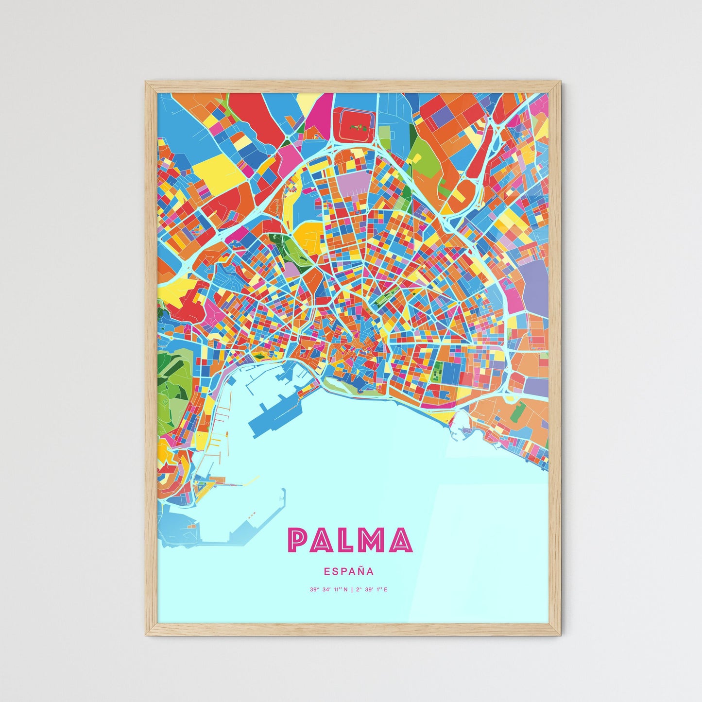 Colorful PALMA SPAIN Fine Art Map Crazy Colors