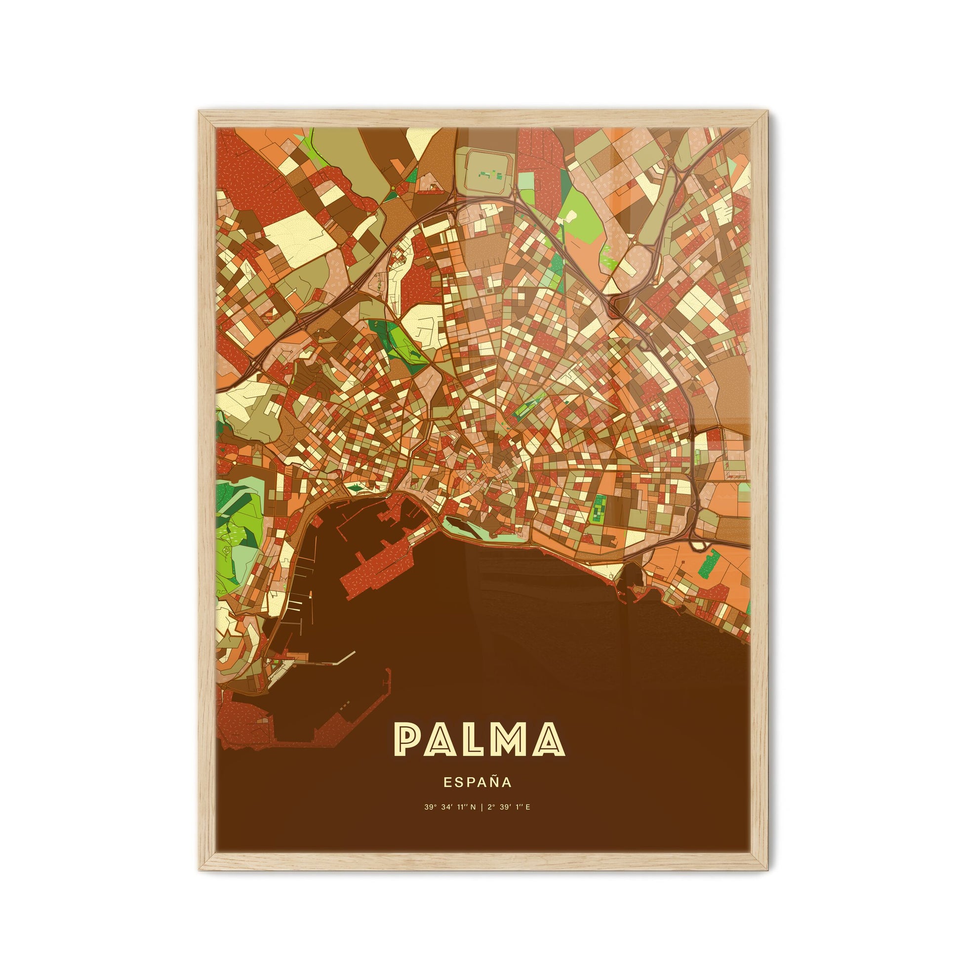 Colorful PALMA SPAIN Fine Art Map Farmhouse