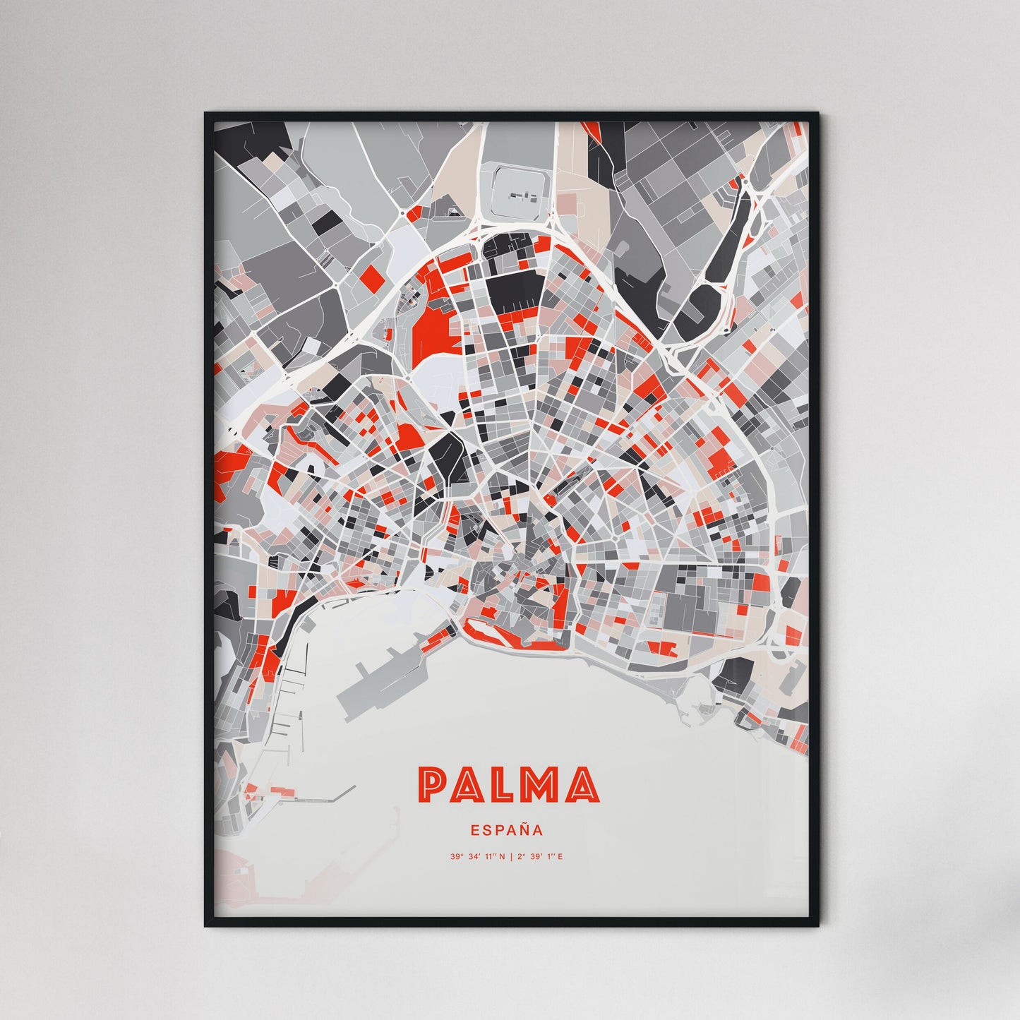 Colorful PALMA SPAIN Fine Art Map Modern