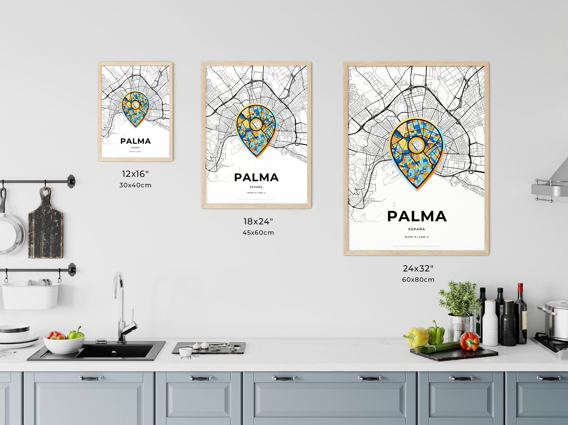 Palma Spain art map size chart