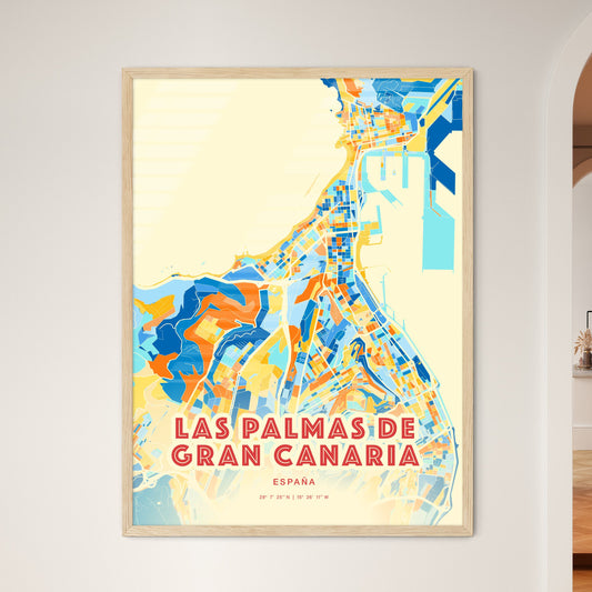 Colorful LAS PALMAS DE GRAN CANARIA SPAIN Fine Art Map Blue Orange