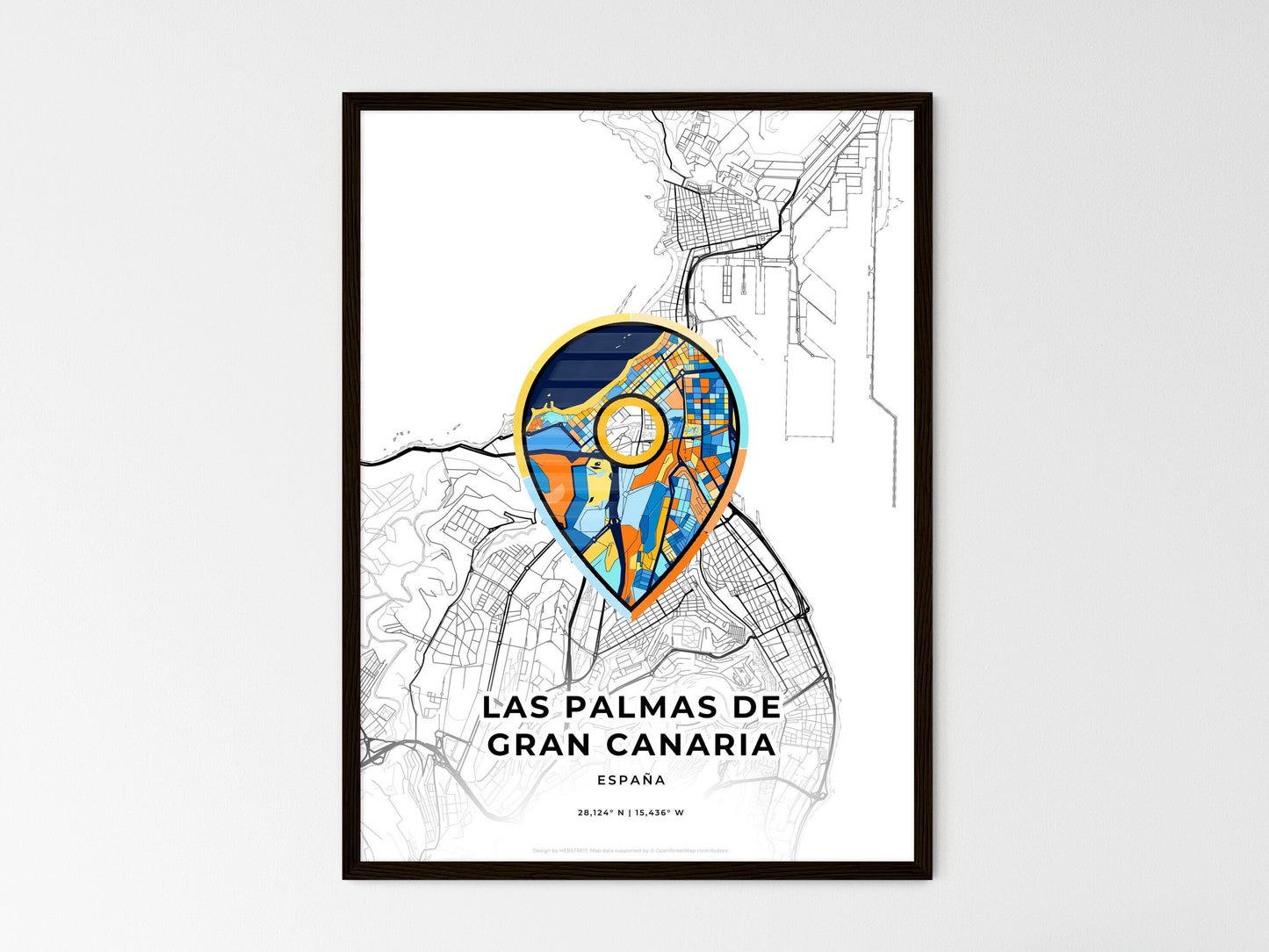 Las Palmas De Gran Canaria Spain wedding art map with pointer icon