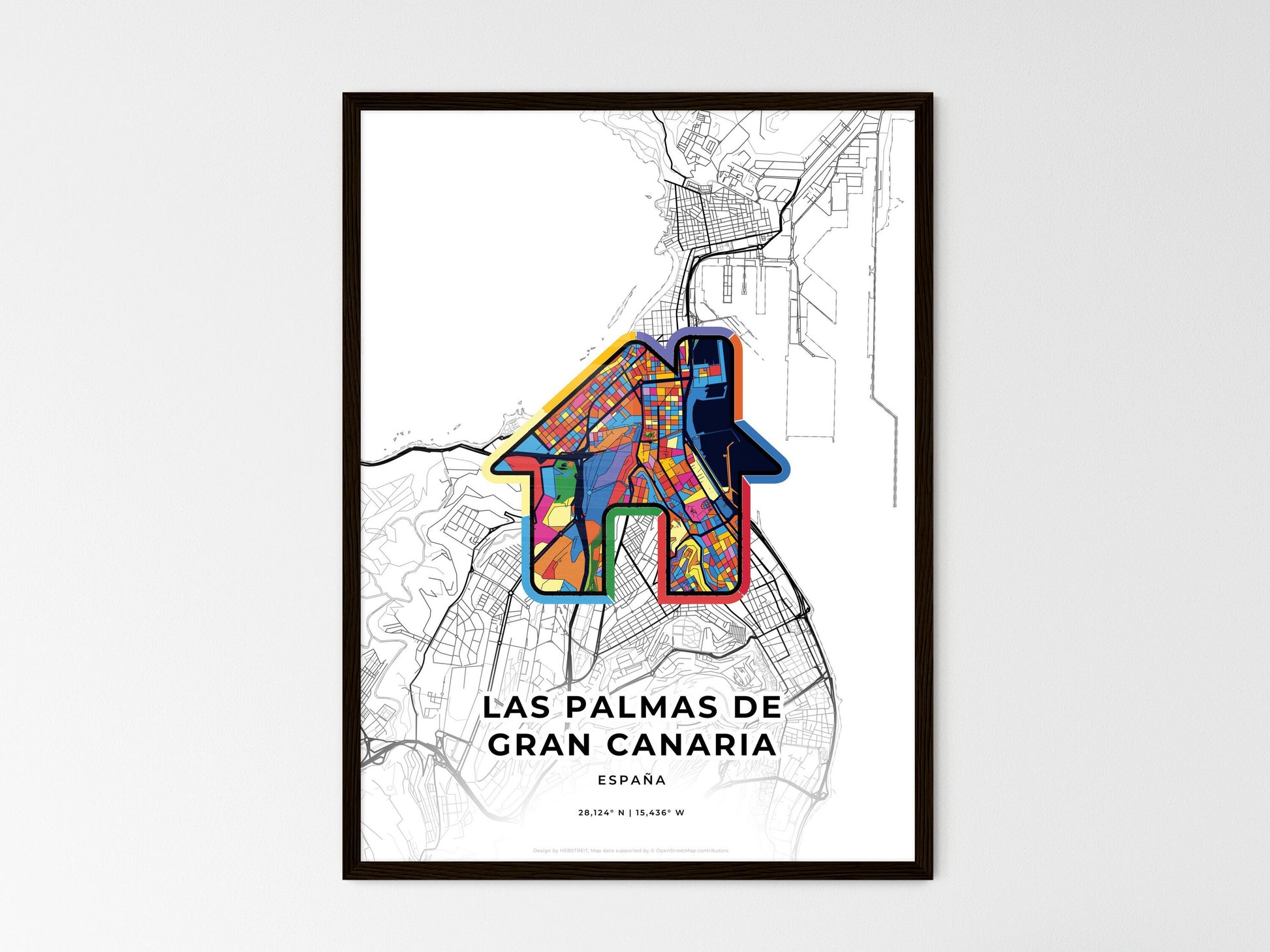 Las Palmas De Gran Canaria Spain wedding art map with home icon