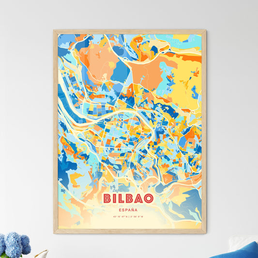 Colorful Bilbao Spain Fine Art Map Blue Orange