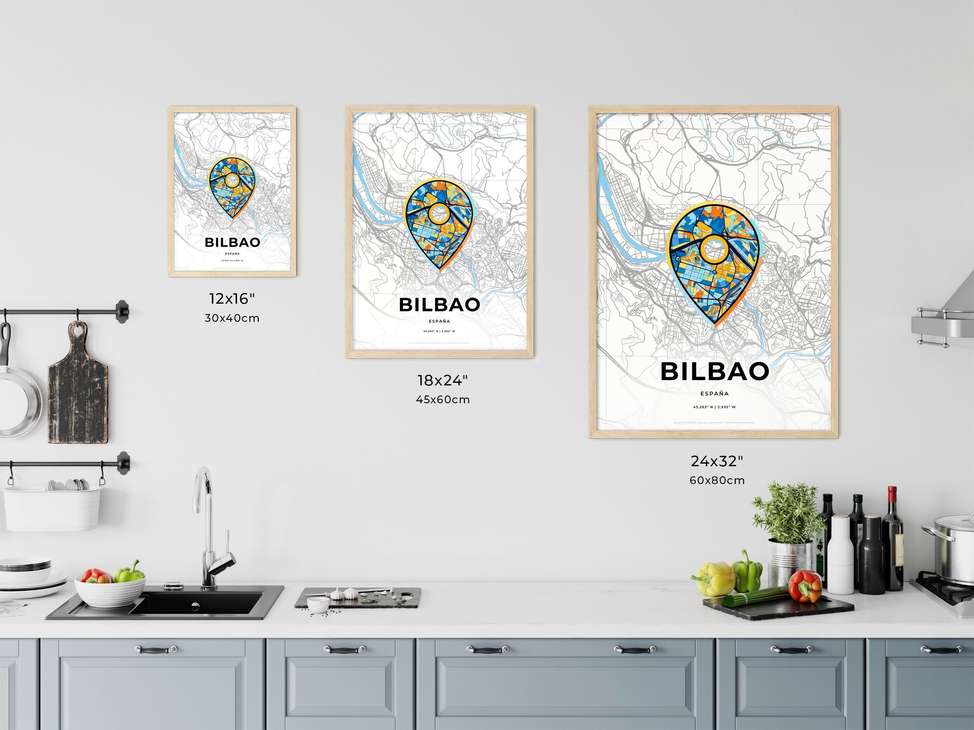 Bilbao Spain art map size chart
