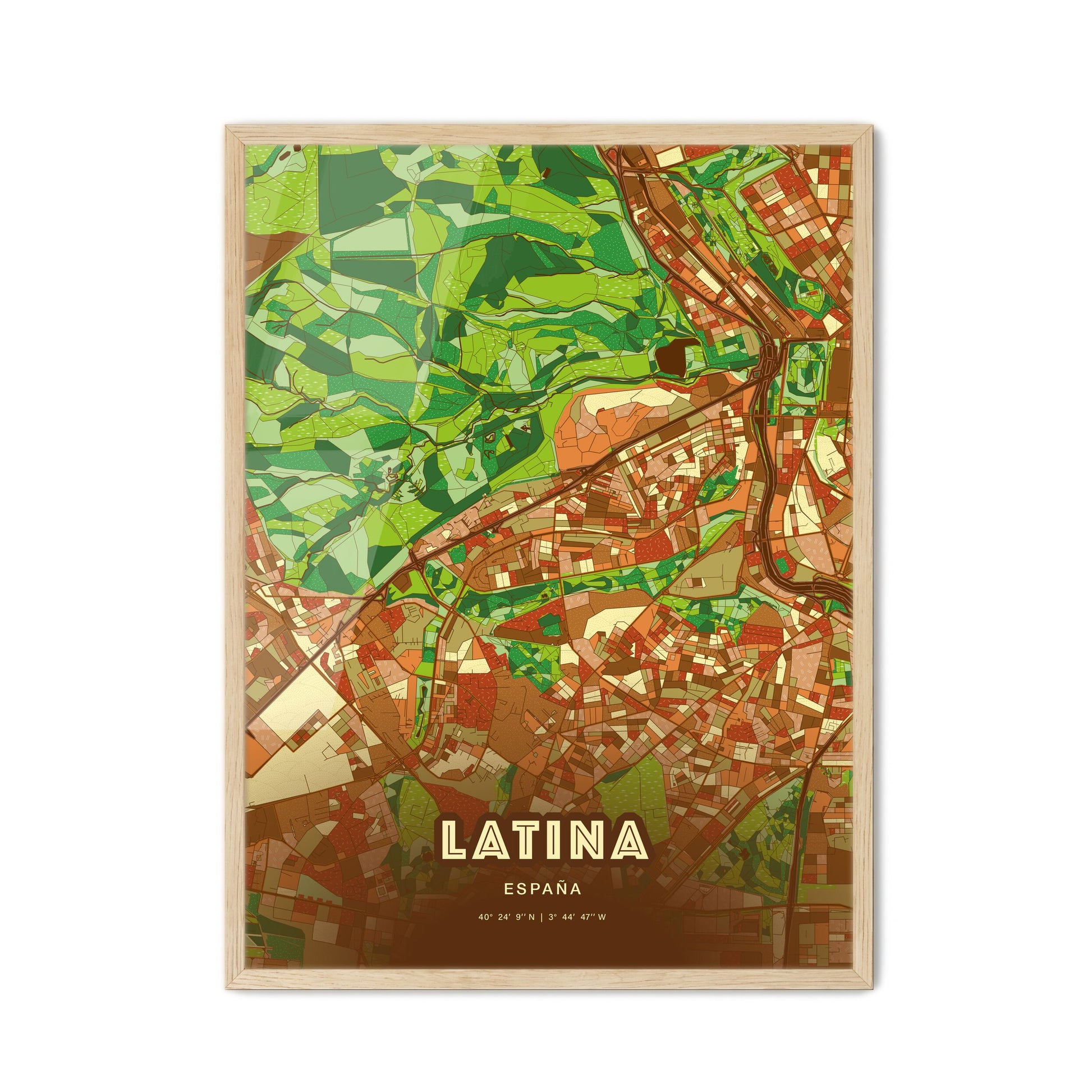 Colorful LATINA SPAIN Fine Art Map Farmhouse