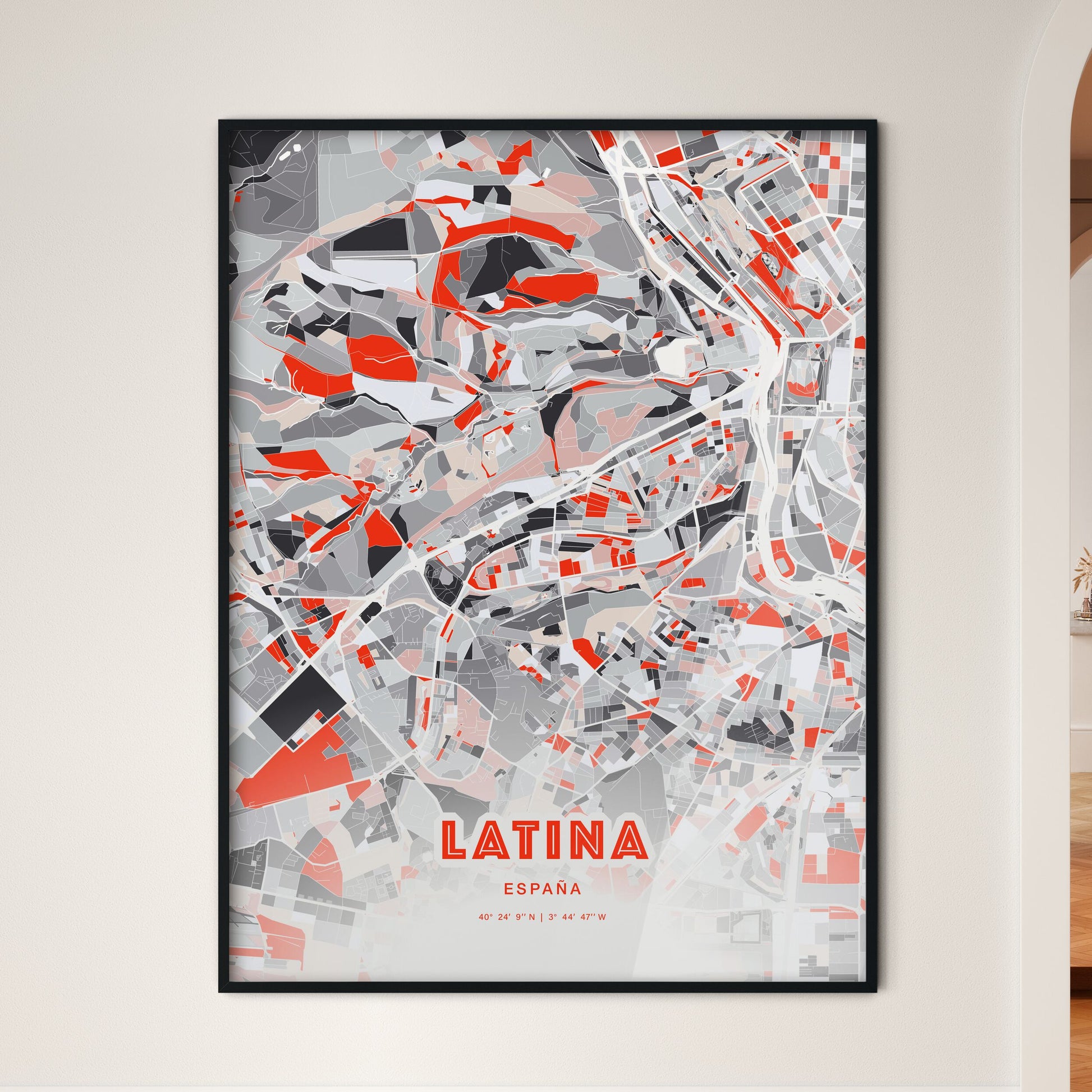 Colorful LATINA SPAIN Fine Art Map Modern