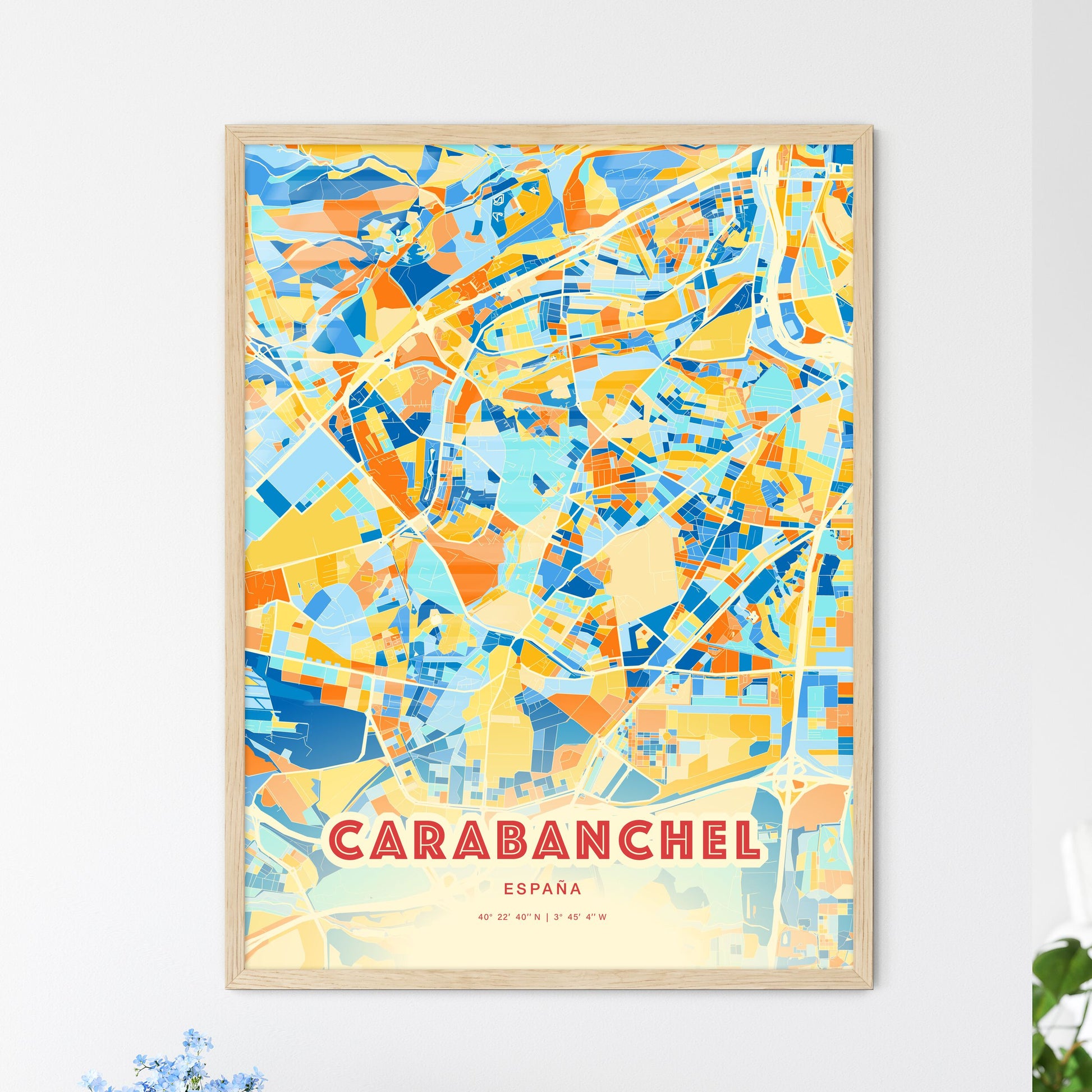 Colorful CARABANCHEL SPAIN Fine Art Map Blue Orange