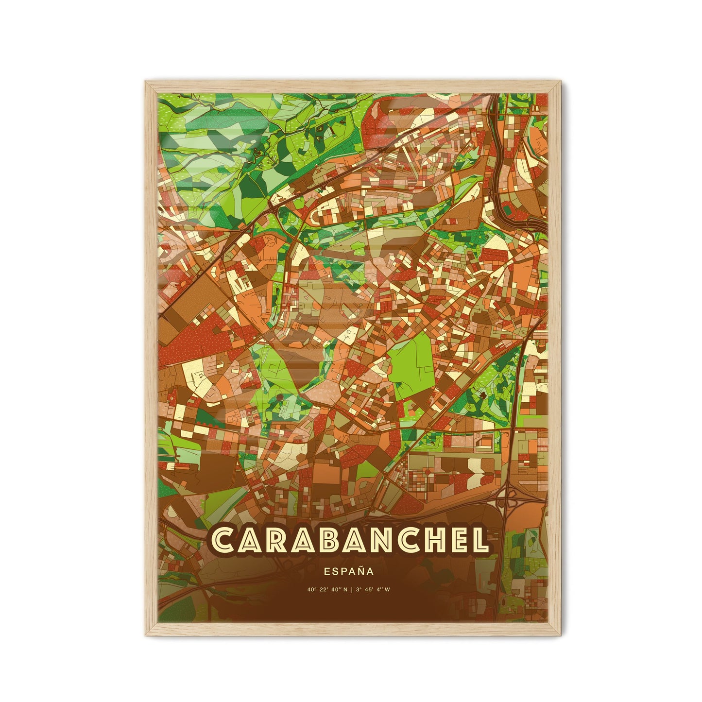 Colorful CARABANCHEL SPAIN Fine Art Map Farmhouse