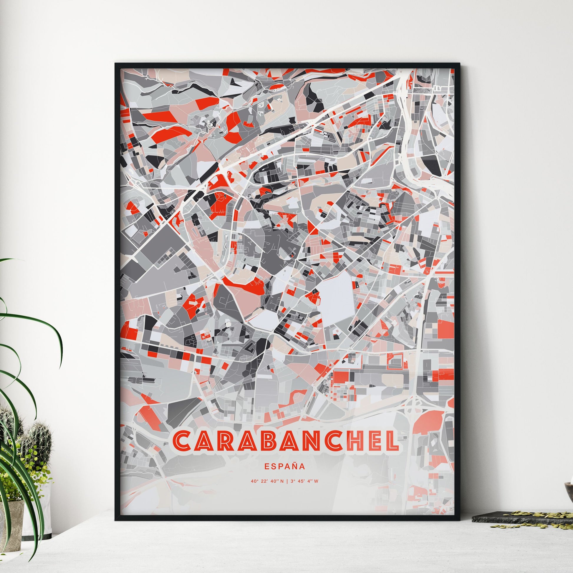 Colorful CARABANCHEL SPAIN Fine Art Map Modern