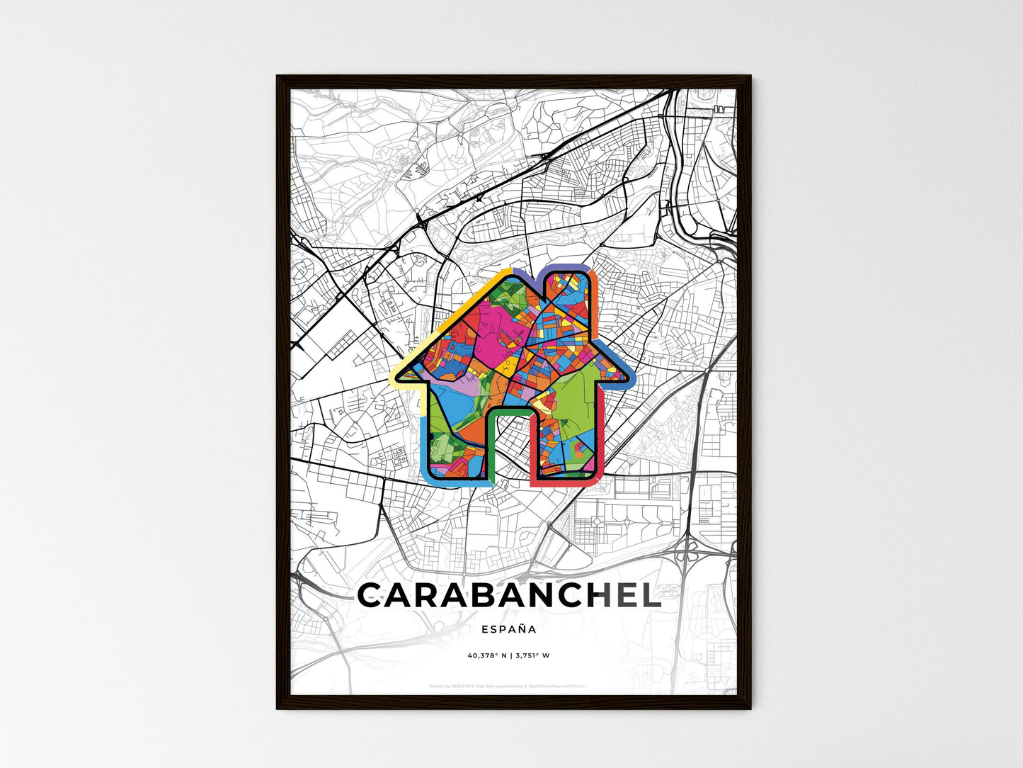 Carabanchel Spain wedding art map with home icon