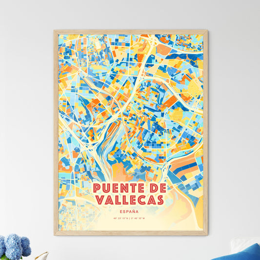 Colorful PUENTE DE VALLECAS SPAIN Fine Art Map Blue Orange