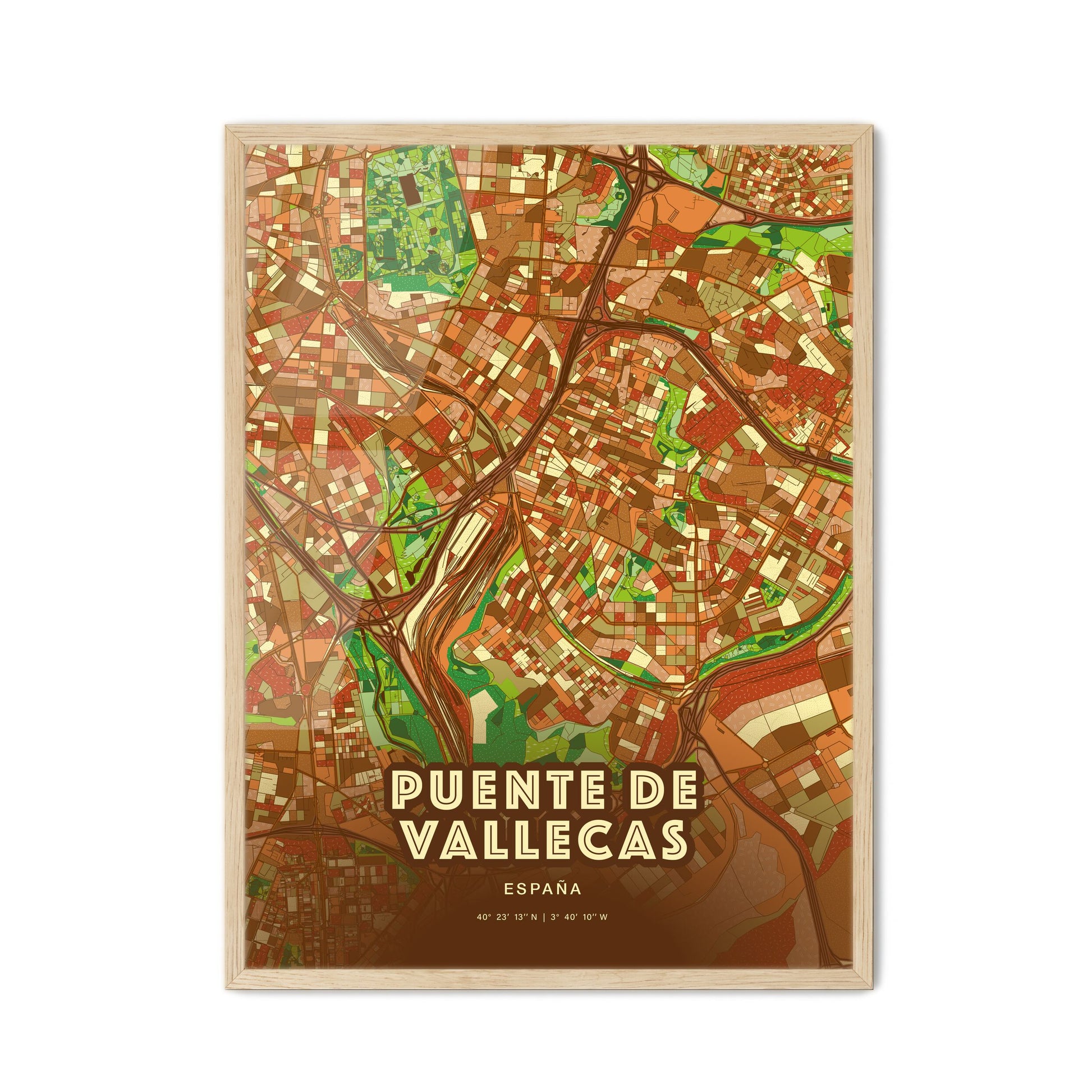 Colorful PUENTE DE VALLECAS SPAIN Fine Art Map Farmhouse