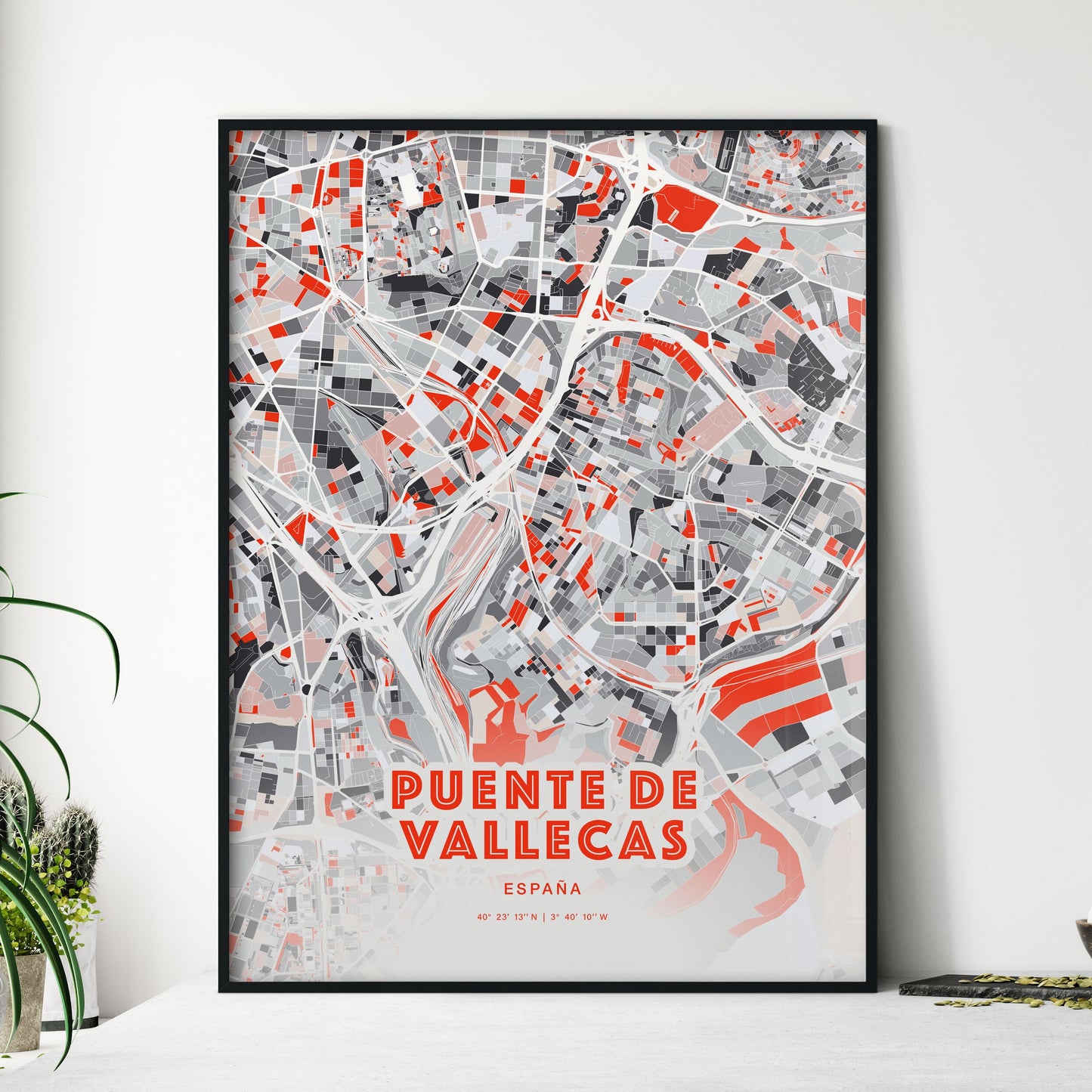 Colorful PUENTE DE VALLECAS SPAIN Fine Art Map Modern