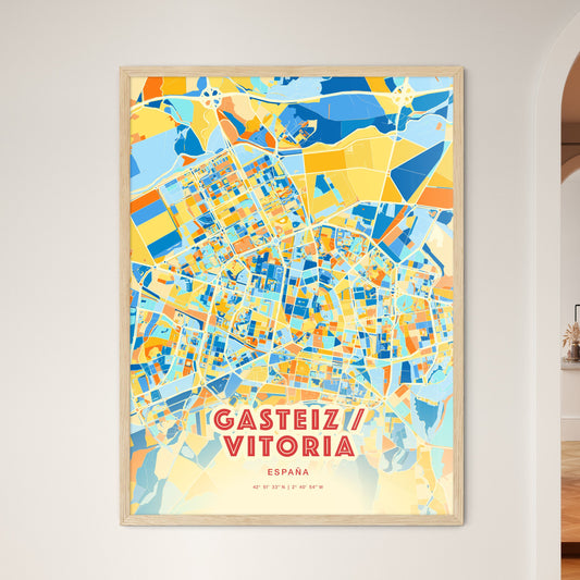 Colorful GASTEIZ / VITORIA SPAIN Fine Art Map Blue Orange