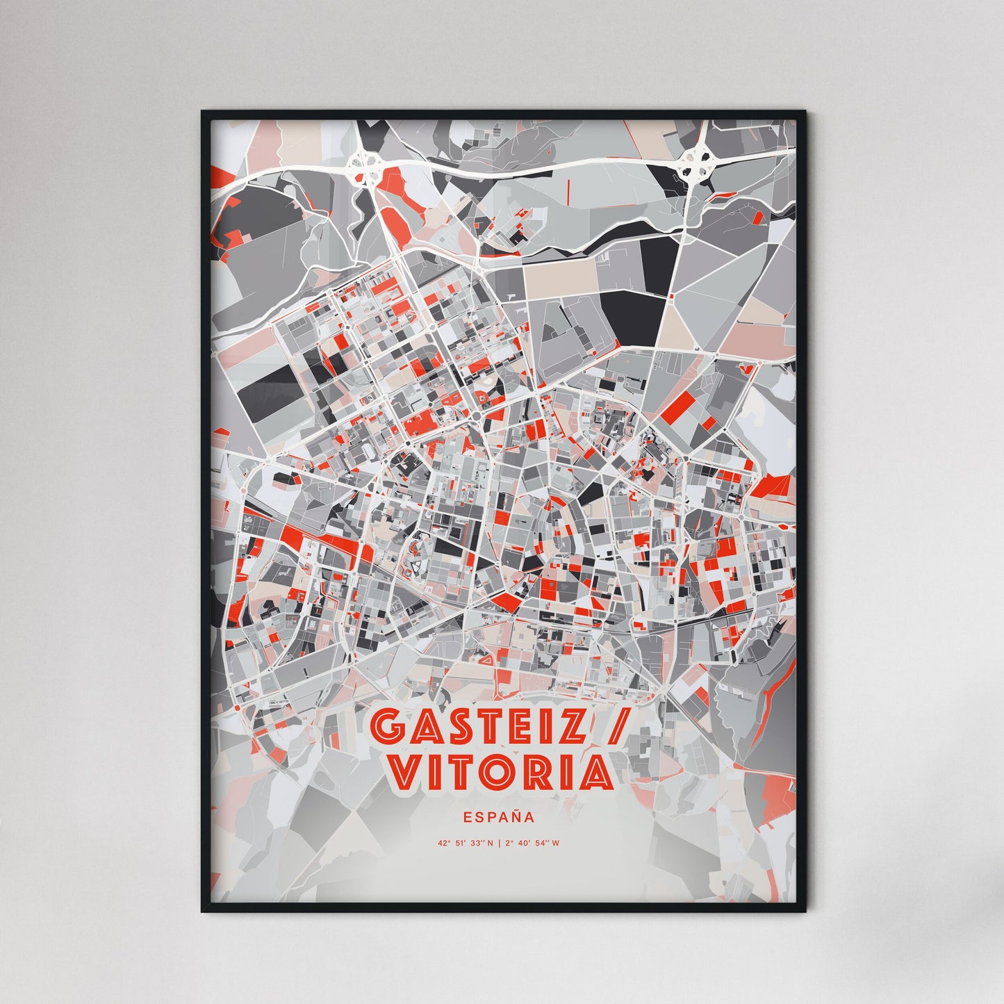 Colorful GASTEIZ / VITORIA SPAIN Fine Art Map Modern