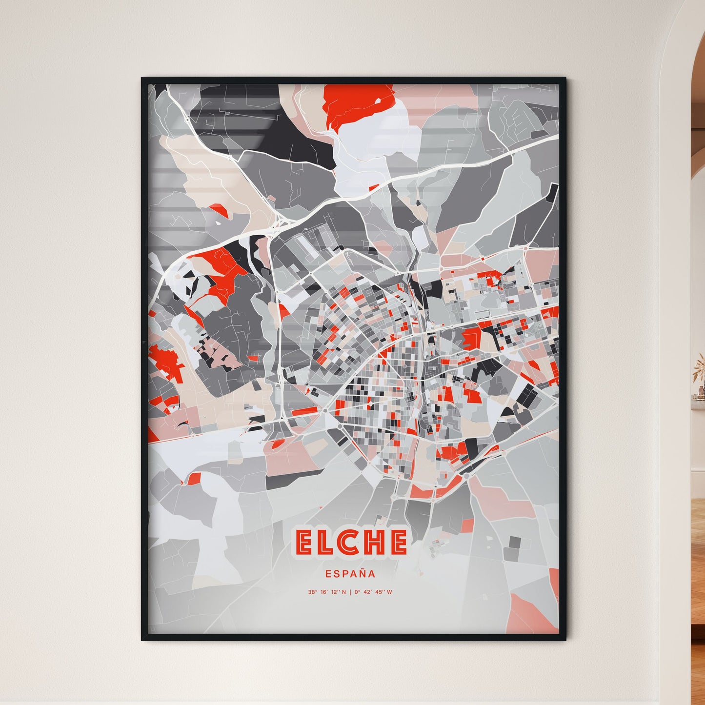 Colorful ELCHE SPAIN Fine Art Map Modern